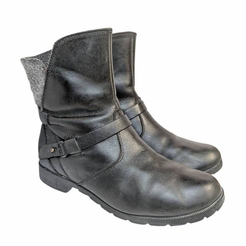 Teva De la Vina black leather waterproof distressed ankle Boots womens 7.5